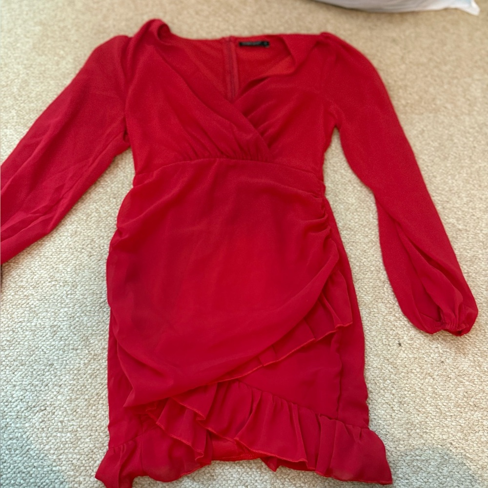 Elegant Red Wrap Dress